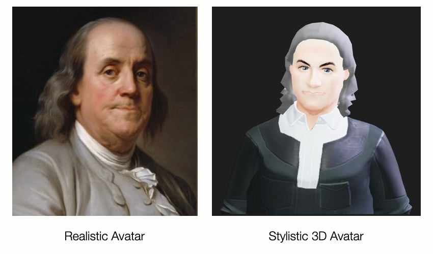 Benjamin Franklin as a realistic or stylistic avatar
