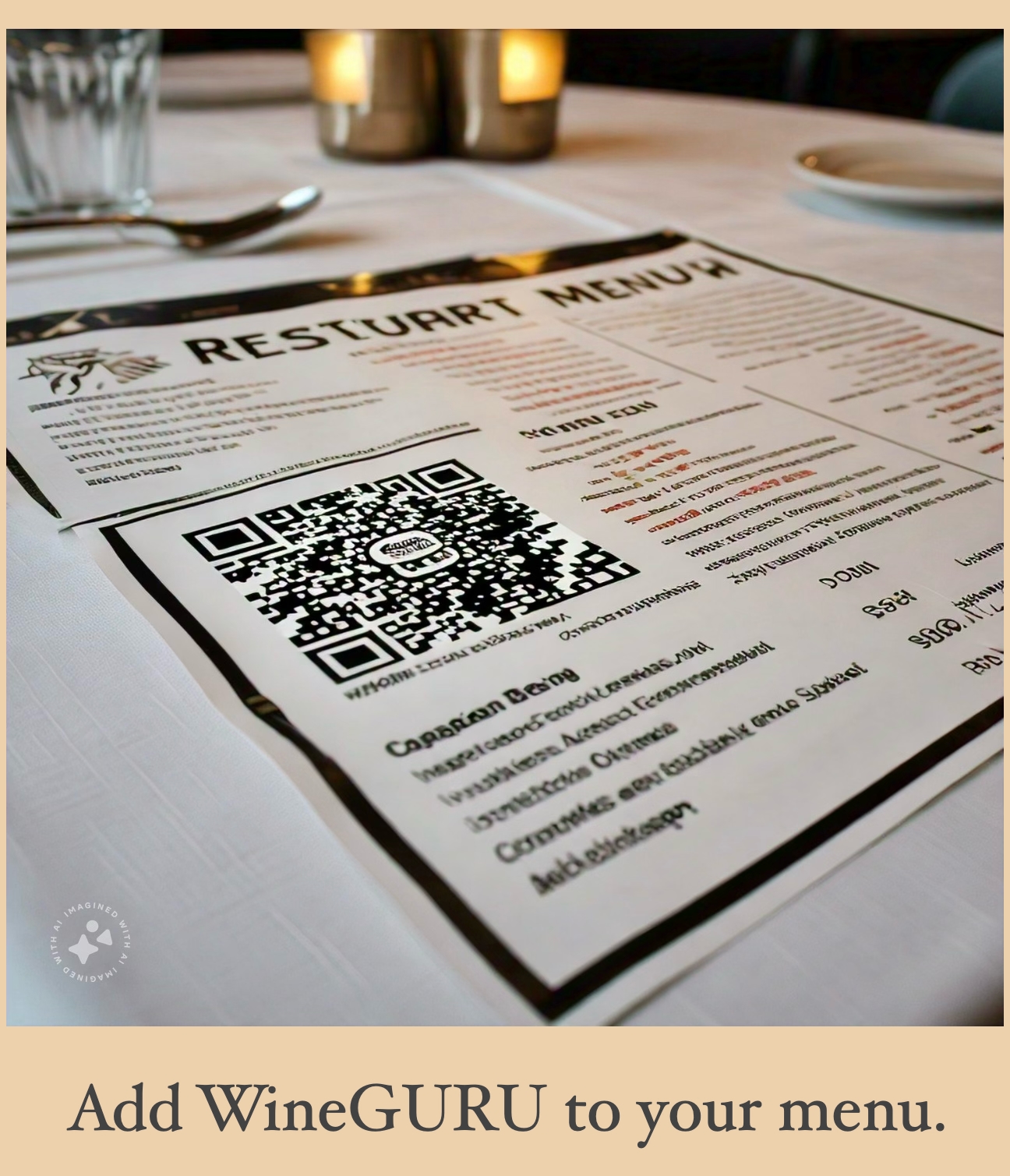 Menu with WineGURU QR code.